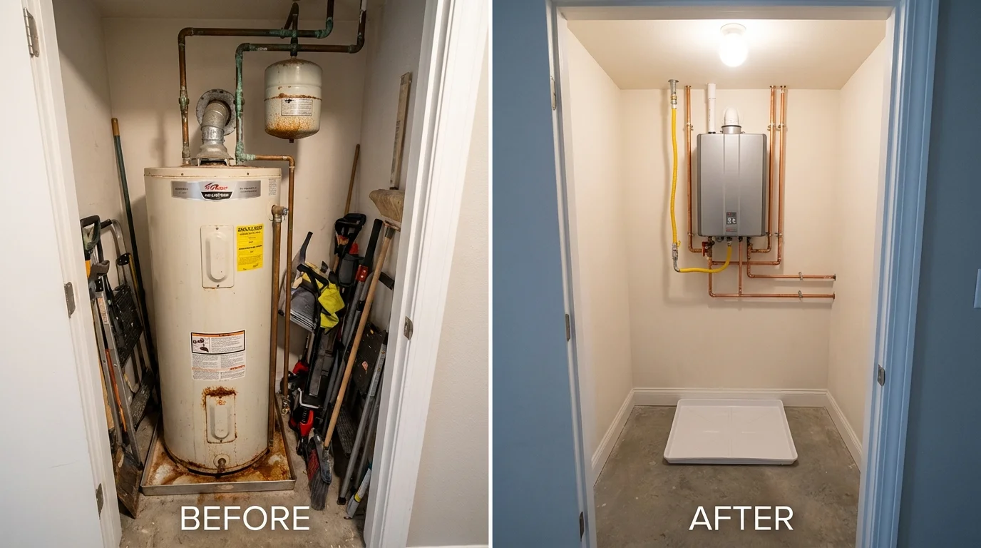 Tank water heater versus wall-mounted tankless unit comparison for Princeton, NJ homeowners